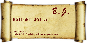 Bélteki Júlia névjegykártya